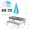 thumbnail image 4 of D-road 3-in-1 Kids Outdoor Wooden Picnic Table W/ Umbrella, Convertible Sand & Wate W/ Toys, Gray, 4 of 7