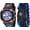Blue, Black, variant on SEGA Sonic The Hedgehog LCD Unisex Children Watch with Metallic Rotating Light-Up Dial Silicone Strap (SNC4115WM)