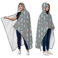 thumbnail image 2 of Wearable Blanket,Blue Ethnic Geometric Pattern Hooded Wearable Flannel Blanket for Adults & Teens with Buckle,Winter Poncho Shawl Wrap Cape,60"x80", 2 of 3