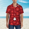 thumbnail image 2 of Yiaed Playful Red Cartoon Faces Print Hawaiian Shirt for Men Short Sleeve Button Down Shirts Beach Shirts for Men,Large, 2 of 7