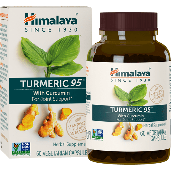 Himalaya Turmeric 95 with Curcumin, 60 Vegetarian Capsules, for Antioxidant & Joint Support, 1 Month Supply