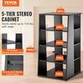 thumbnail image 2 of VEVOR 5-Tier AV Media Stand, Wooden Audio-Video Media Stand for DVD Players/Cable Boxes/Games Consoles, Height-Adjustable Media Storage Cabinet for Gaming, Recording Room, Black, 2 of 9