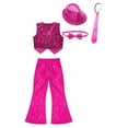 thumbnail image 4 of Alvivi Girls Boys Hip Hop Street Disco Dance Performance Costume Sequins Jacket Vest Flare Pants Set Hot Pink 15-16, 4 of 5