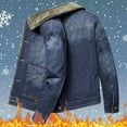 thumbnail image 2 of Men's Winter Lapel Denim Jacket Jacket Padded And Thickened Warm Loose Workwear Denim Jacket, 2 of 2