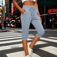 thumbnail image 2 of OVAFBAU Women's Capris Pants Yoga Workout Leggings Mid Waist Drawstring Jogger 7/8 with Pockets Casual Wear Pants, 2 of 8
