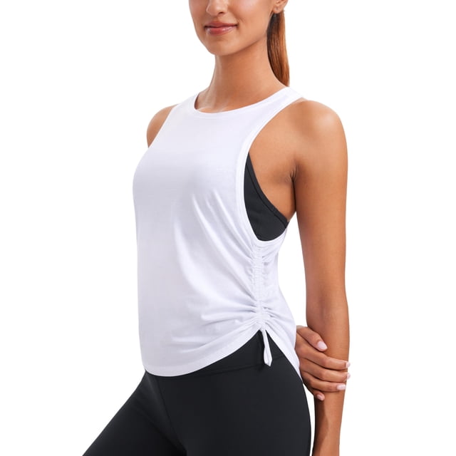Musculosa CRZ YOGA con fruncido lateral blanca talla S