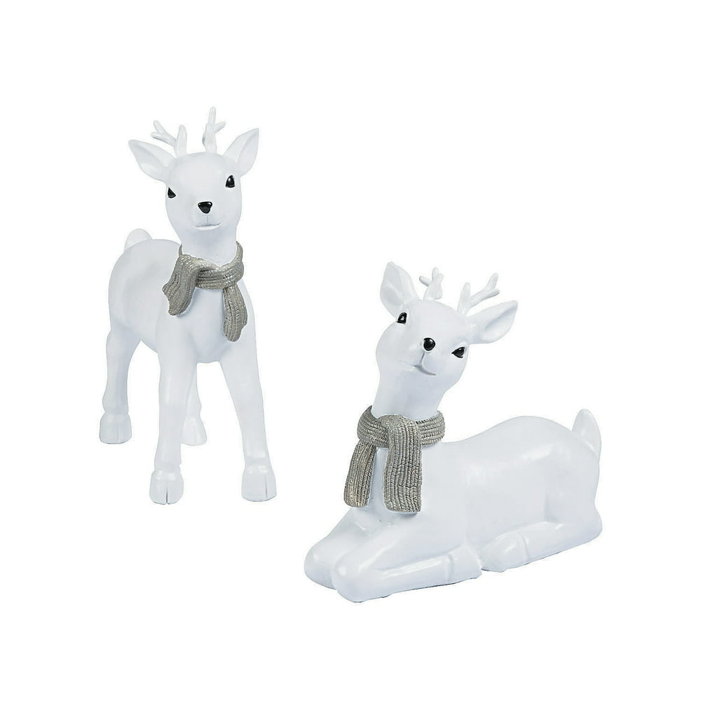 White Reindeer S/2 Home Decor 2 Pieces