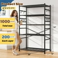 thumbnail image 7 of REIBII 5-Tier Shelving Unit Metal Storage Shelves With Side Rails & Hooks ,36"W x 12"D x 72"H, 7 of 7