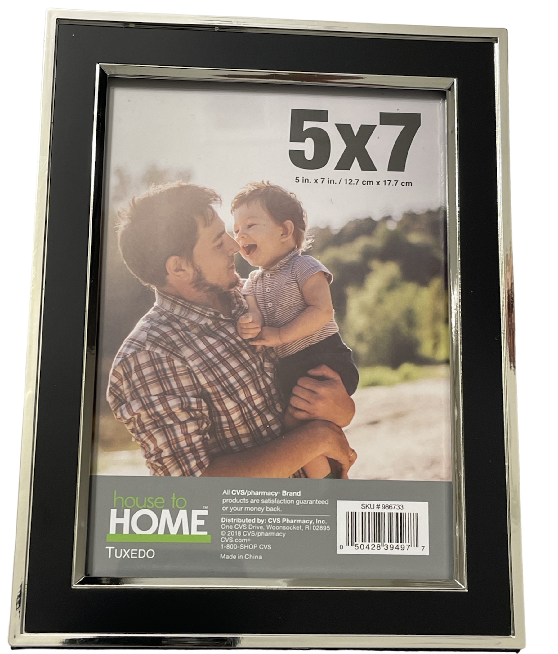 Harbortown 5x7 TwoTone Black and Chrome Silver Picture Frame 5" x 7