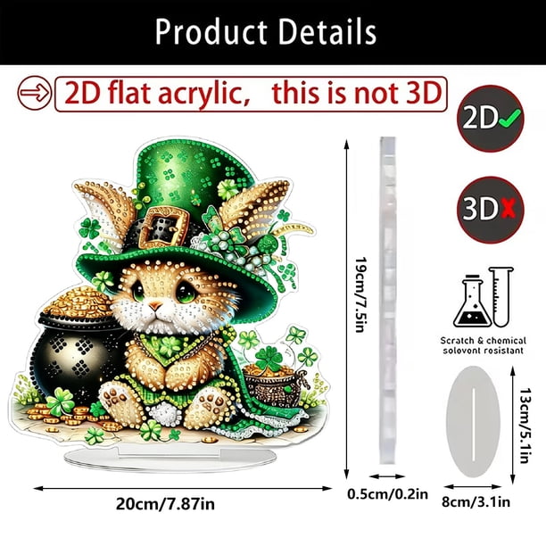 Decoraciones Del Día de San Patricio Pieza de Platos de Acrílico Verde de Cuatro Hojas para Celebraciones de Hogar, Fiesta Y Oficina