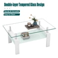 thumbnail image 3 of Living Room Rectangle Coffee Table,Glass Coffee Table 2-Tier,Glass Tabletop with Lower Shelf, Modern Side Center Tables,White, 3 of 8