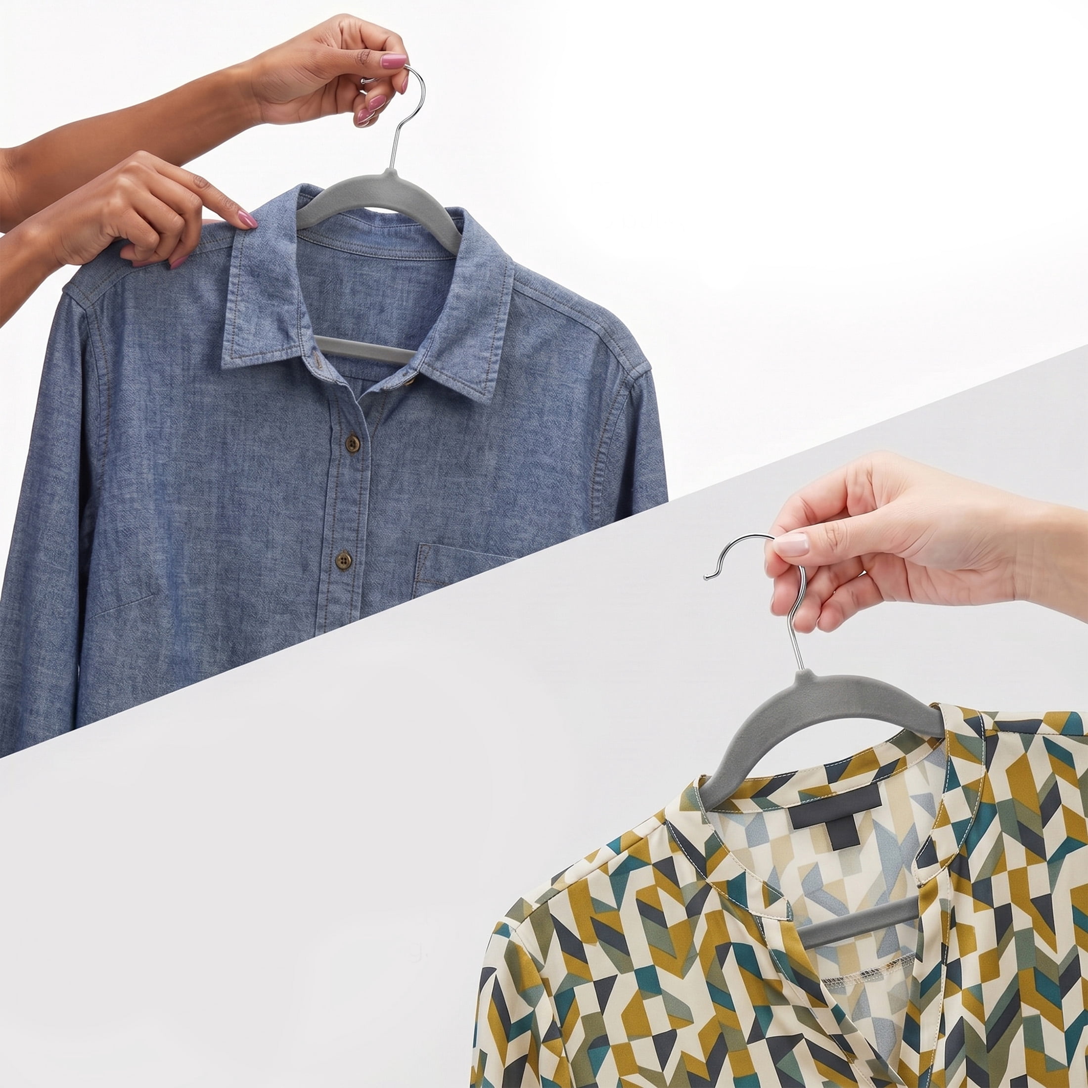 ClosetSelect Velvet Hangers for Any Clothing Type, Gray 50 Count