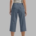 thumbnail image 6 of ZQUUVOU Women's Capri Pants Elastic Waist Straight Leg Casual Stretchy Dress Business Lounge Cropped Work Pants with Pockets Blue, 6 of 7