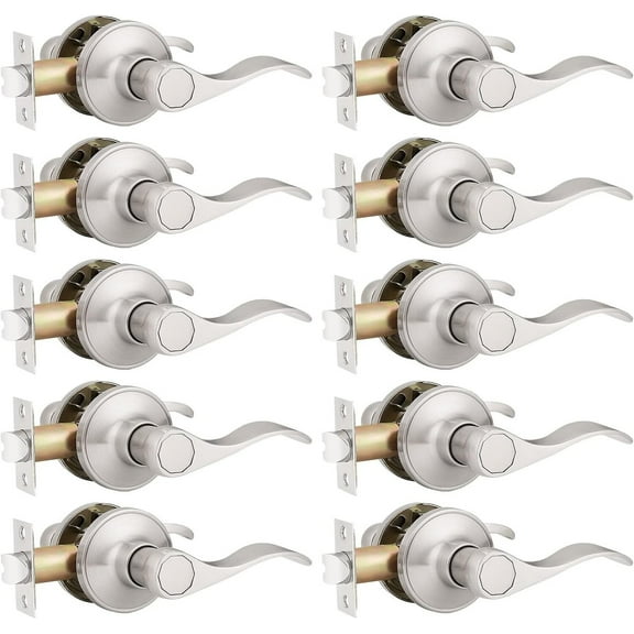 10PK Probrico Hallway Closet Satin Nickel Passage Door Lever Wave Style Handles