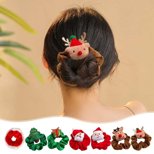 Chouchous de Cheveux de Noël Festifs - Élastiques Père Noël Rouges et Blancs pour Tenues et Cadeaux de Vacances