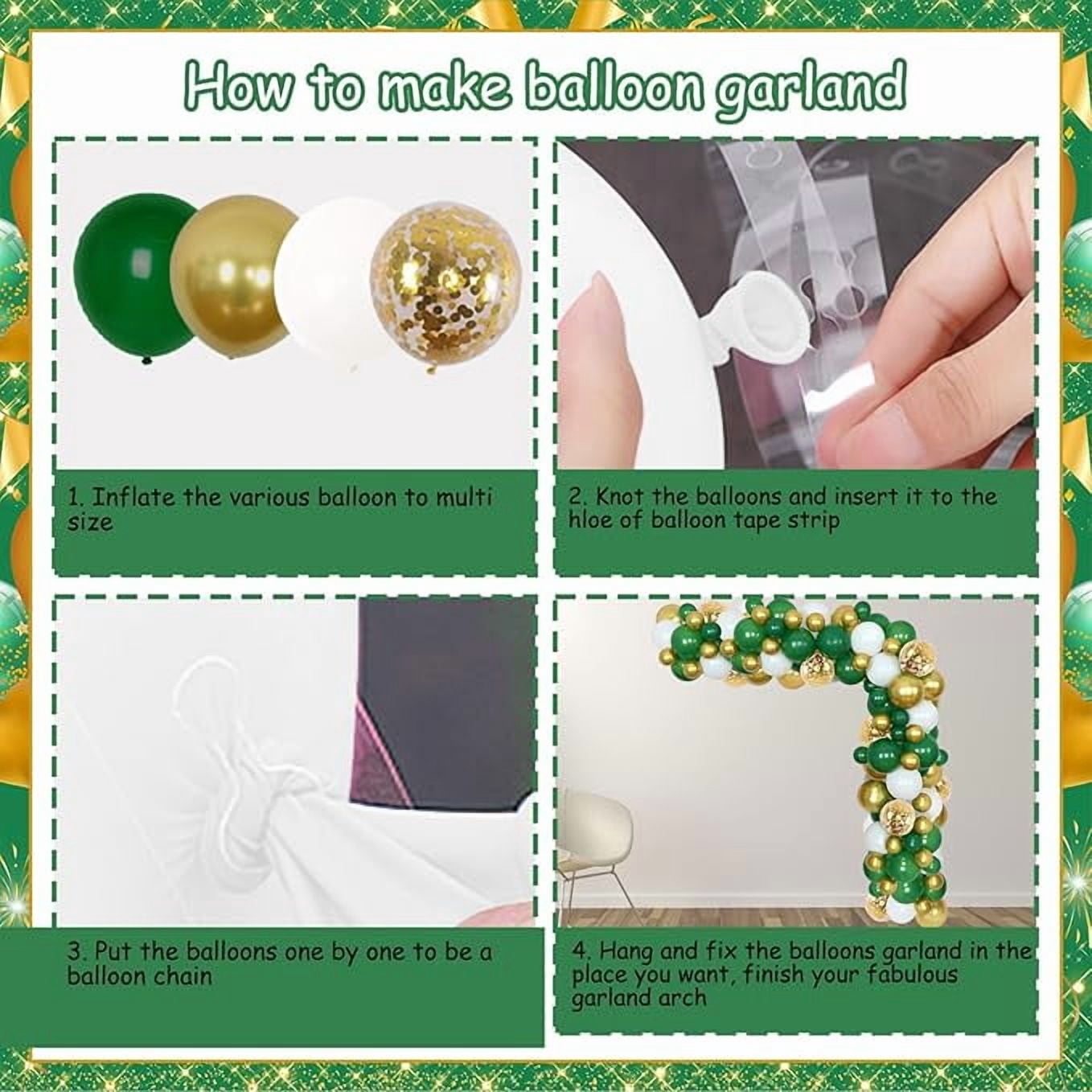 Class Reunion Party Decorations Green and Gold - Balloon Garland Arch Kit with Welcome Back Class Reunion Backdrop, High School Reunion Party Photography Background Supplies