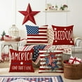 thumbnail image 2 of Patriotic Pillow Covers 4th of July Throw Pillow Covers 16x16 Set of 4 Independence Day American Star USA Flag Freedom Outdoor Decorative Pillow Case Memorial Day Home Sofa Porch Decor, 2 of 6