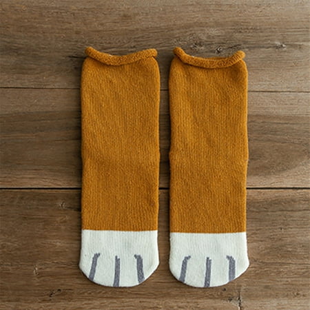 

5 pair Women Fashion Lovely Cat Claw Coral Thickening Cooton Middle stockings Socks Color Random
