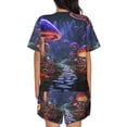 thumbnail image 3 of Lsque Jungle Path Glowing Mushrooms Women's Short-Sleeved Pajama Set - 2 Piece Soft and Lightweight Sleepwear Set-Small, 3 of 9
