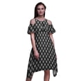 thumbnail image 1 of Bimba Block Print Womens Chic Style Cold Shoulder Shift Dress Summer Tunic -X-Large, 1 of 6