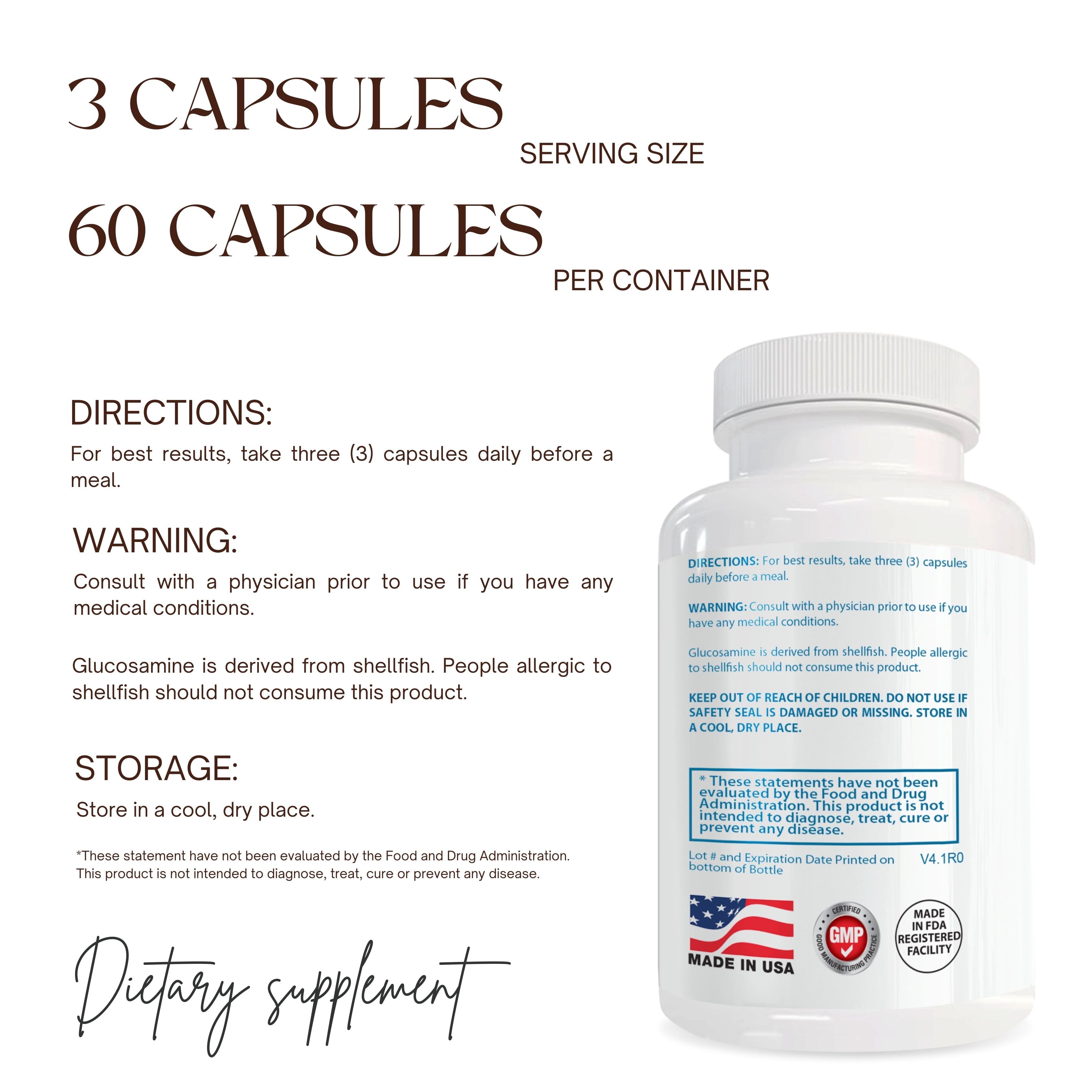 Happy Millions JointSpark Glucosamine  Boswelli Chondroitin Dietary Supplement for Joint Health 2100mg, 60 Capsules Non-GMO, Gluten-Free