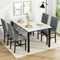 thumbnail image 4 of Baxluxe 4-Person Dining Table Set for 4, 5 Pieces Faux Marble Kitchen Table and Chairs Set, Rectangle Dining Table with 4 Tufted Velvet Dining Chairs, Modern Dinette Set for Breakfast Nook, Gray, 4 of 8