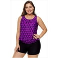 thumbnail image 3 of Women's Plus Size Swimwear Tankini Swimdress Two Piece Bathing Suit Tummy Control Swimsuit，Purple, 3 of 4