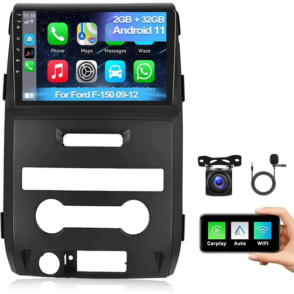 THONZER 9" Android 13 Touchscreen Car Stereo with GPS and Backup Camera for Ford F150 2009-2012