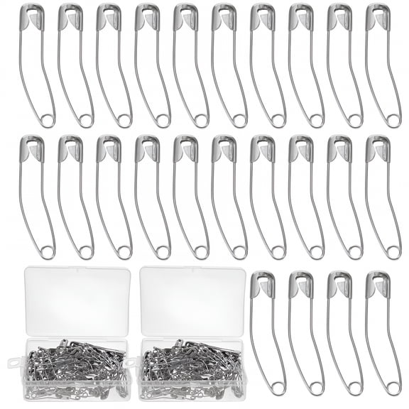 VANIDO 200pcs Safety Pins Stainless Steel Curved Pins Durable Curved Safety Pin for Quilting