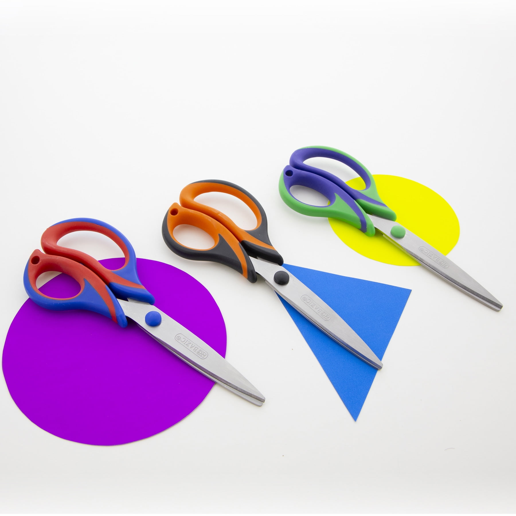 BAZIC 8" Stainless Steel Scissors, Soft Grip, Sharp Scissor Blades, 24-Pack