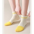 thumbnail image 7 of 4 Pairs Women's Seamless Cotton Ankle Socks Breathable Stretch Ribbed Cuff in Assorted Color Block Design - 4 pairs-C, 7 of 7