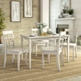 Lexington 5Piece Wood Dining Set with 4 Window Back Chairs, White
