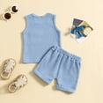 thumbnail image 4 of HAOTAGS Baby Girls Tank Top with Shorts Set, Solid Color 2 Piece Outfit Set Light Blue Size 12 Months, 4 of 8