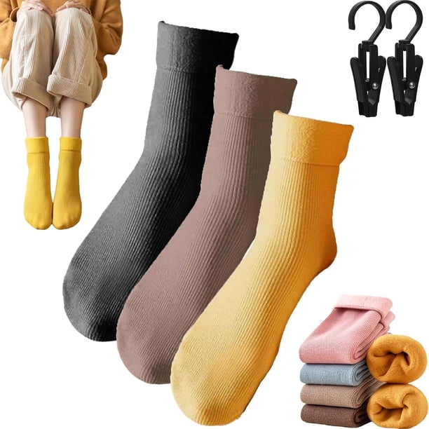 Janemore - Calcetines térmicos delgs de terciopelo ultra suave, calcetines de forro polar para mujer