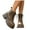 Khaki, variant on Women's Combat Boots Lace up Platform Chunky Ankle Booties High Heel Lug Sole Side Zipper Biker Fashion Punk Shoes Black 9