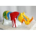 thumbnail image 3 of Nifao Fiberglass Rhino Statue Dynamic Presence with Paint Droplets – Home Decor Sculpture, 30"L x 12"W x 12"H, 3 of 12