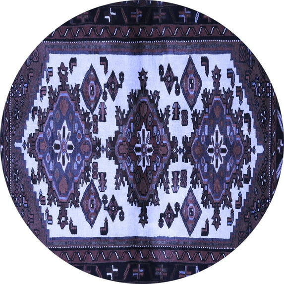 Ahgly Company Machine Washable Indoor Round Persian Blue Traditional Area Rugs, 7' Round