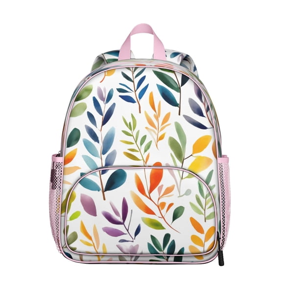 Colorful Leaves Pattern Backpack Backpack for School,Cute School Bag,Schoolbag with Adjustable Shoulder Straps & Padded Back,13.8"x11.4"x6"