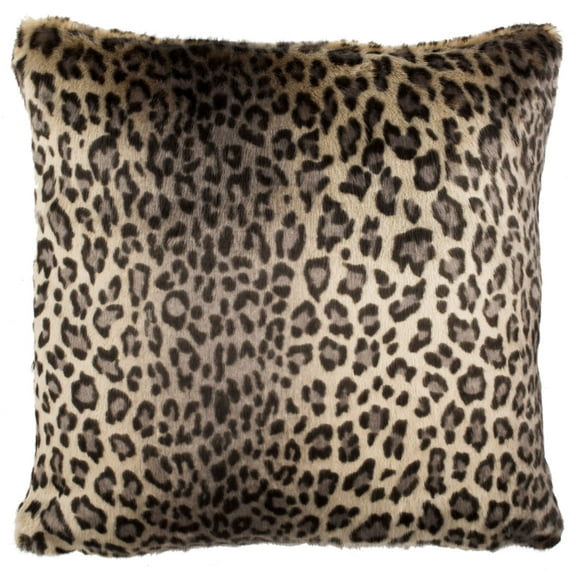 SAFAVIEH Faux Black Leopard Plush Fur Pillow, Leopard