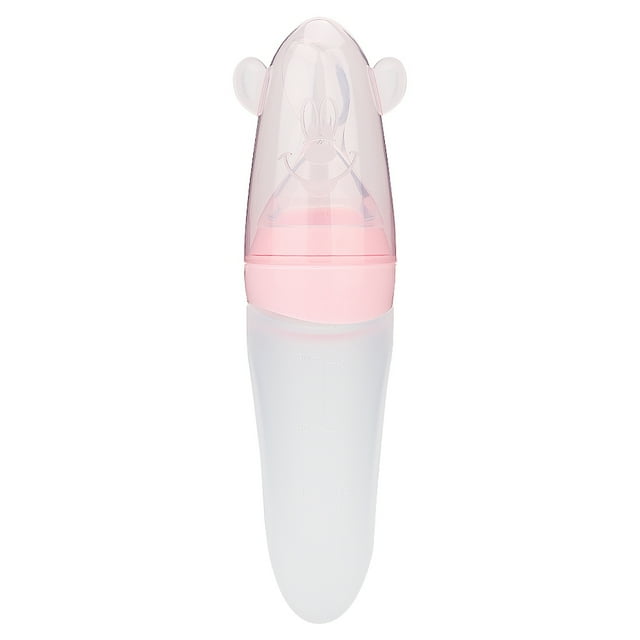 Cuchara de silicona para bebé, exprimidor, biberón, suplemento alimenticio seguro (rosa)