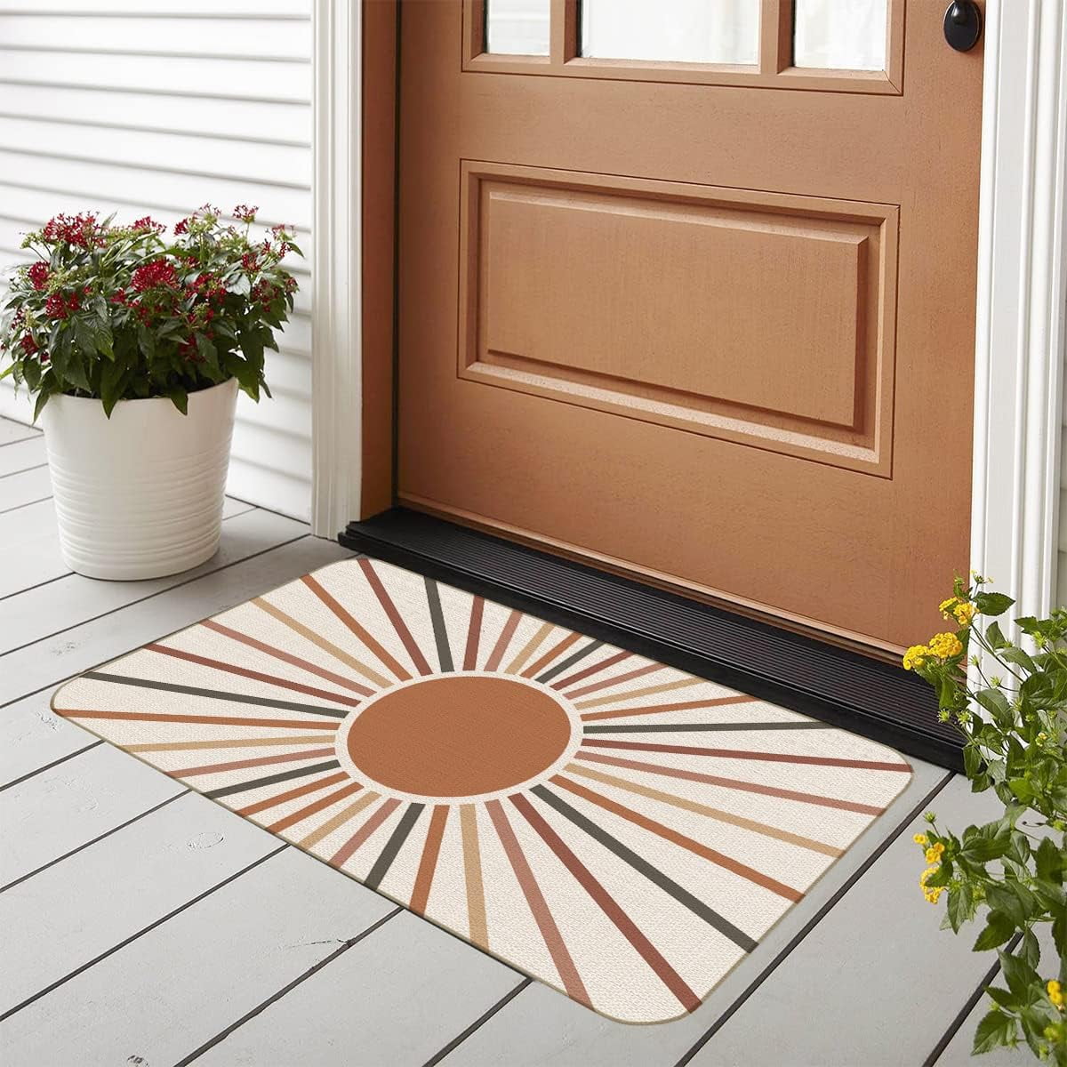 Minimalist Abstract Boho Sun Sunrise Sunset Sunshine Farmhouse Door Mat 17x30 Inch Indoor Outdoor Entrance Doormat Decor for Home Farmhouse,Boho Lover Gifts
