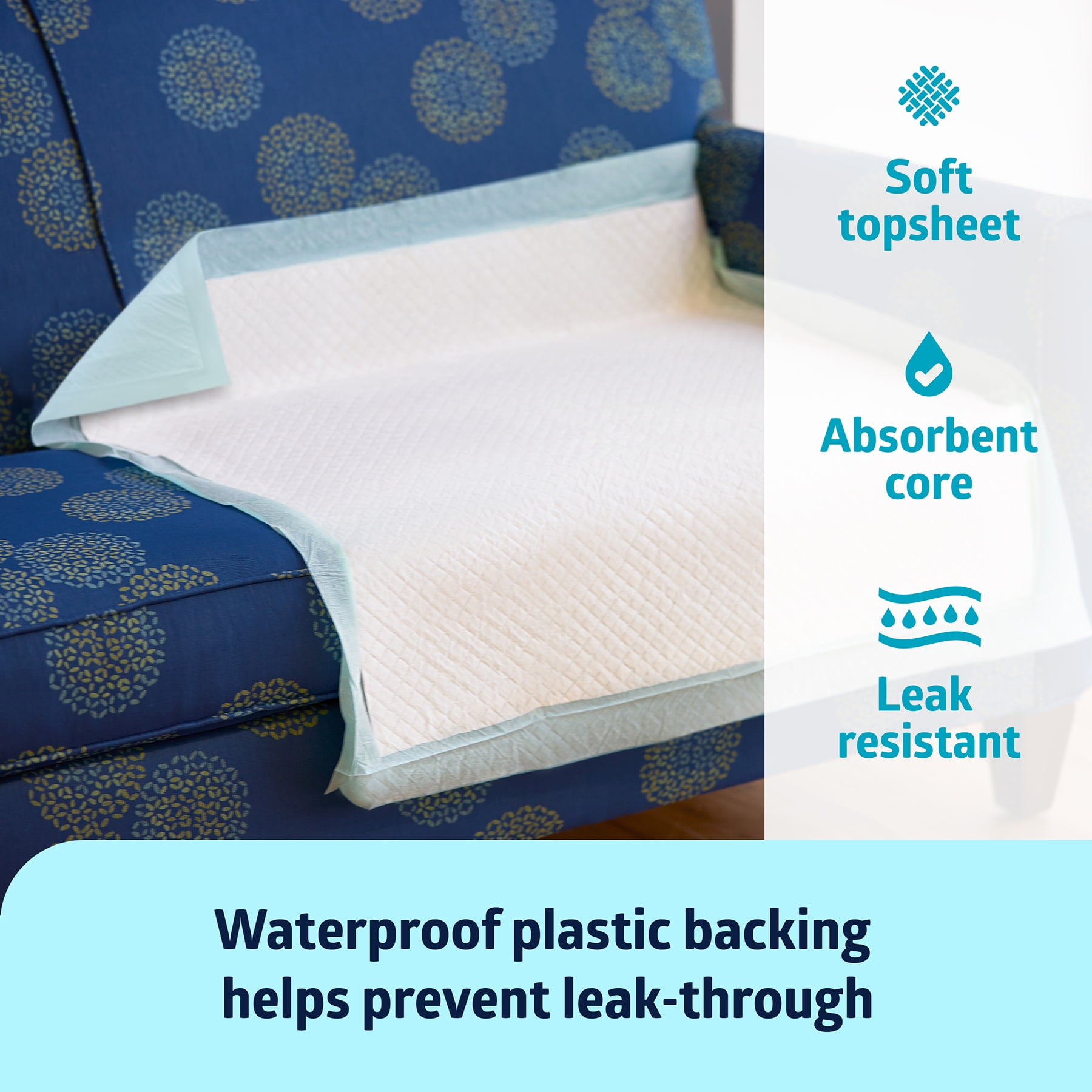 FitRight Disposable Adult Bed Pads for Incontinence, Furniture, or Pets, Large, Super Absorbent, 30 x 36in, 75 Count