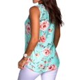 thumbnail image 2 of Uhndy Sleeveless T Shirts for Women Floral Print Cross V Neck T-Shirt Blouse Summer Casual Loose Tunic Tops Ladies High Low Hem Vest Green 2XL, 2 of 3