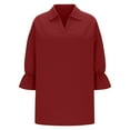 thumbnail image 4 of Heisall Women's V Neck 3/4 Sleeve Blouse Solid Color Casual Tops Polyester Shirts for Daily Wear, 4 of 6
