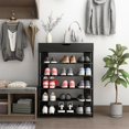 thumbnail image 2 of SogesGame Shoe Rack, 5 Tier Shoe Storage Cabinet, 37.2 x 29.5 inches Wood Shoe Shelf with Storage Shelf Multifunction Shoe Racks for Entryway, Closet, Bedroom, Black, 2 of 8