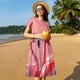 thumbnail image 4 of Fotbe Cool Flamingos Sunglasses Scene Vestido Largo de Moda para Mujer, Vestido Tipo Camiseta con Manga Corta y Estilo Casual a Rayas y Bloques de Color, 4 of 6