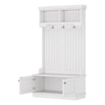 thumbnail image 6 of Small Hall Tree with Storage Shoe Bench, 4-in-1 Entryway Coat Rack with Hooks and Storage Cabinet, Mudroom Organizer Bench for Living Room, Hallway, White, 6 of 11