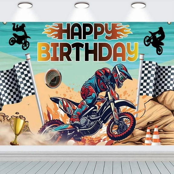 Dirt Bike Dirty Motocross Party Supplies Background Backdrop Taspestry Banner Poster Decor Decorations