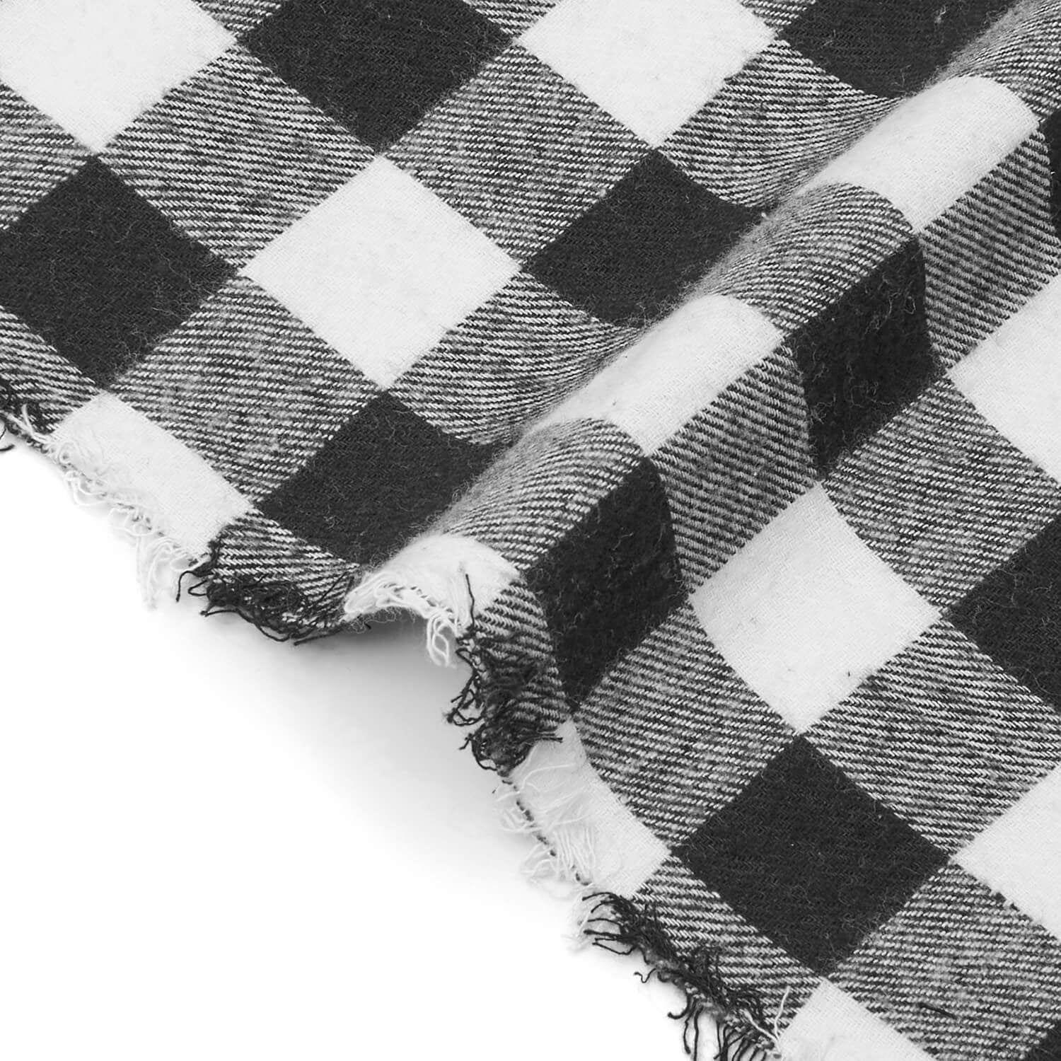 Flannel Brushed Cotton 1 Inch Gingham Check Plaid Yarn Dyed Hypoallergenic Fabric By The Yard For Sewing Apparel, Accessories, & Décor - White / Black (5 Yards)