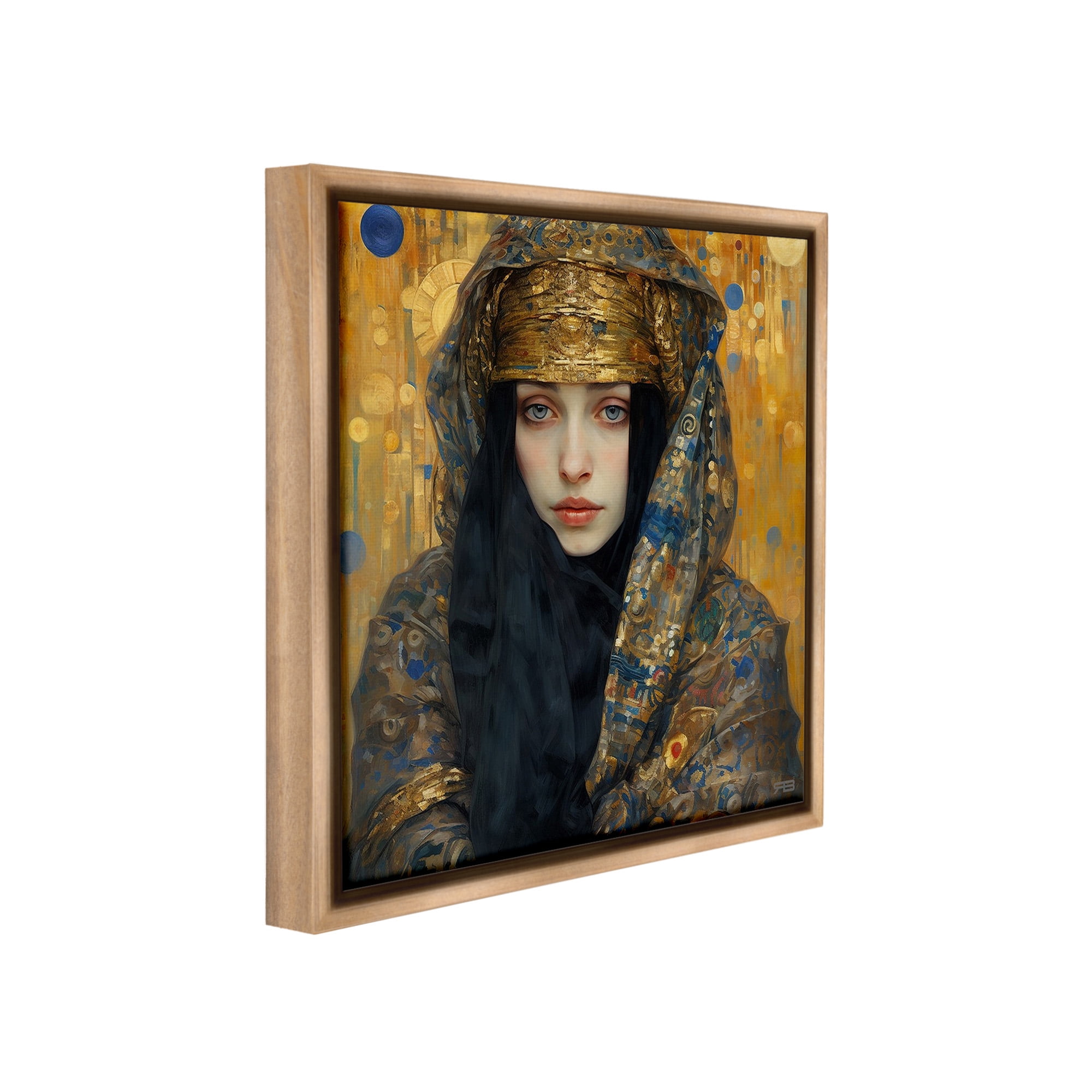 Stupell Industries Woman with Ornate Veil Abstract Painting Brown Floater Framed Canvas Art Print Wall Art, 25 x 25